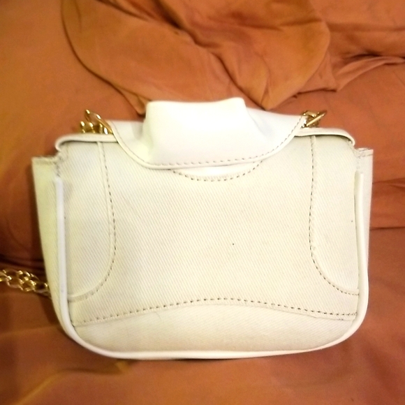 Leather & Canvas Jacket/ Biker Handbag Purse In Cream/White.small,little wear - Picture 4 of 7